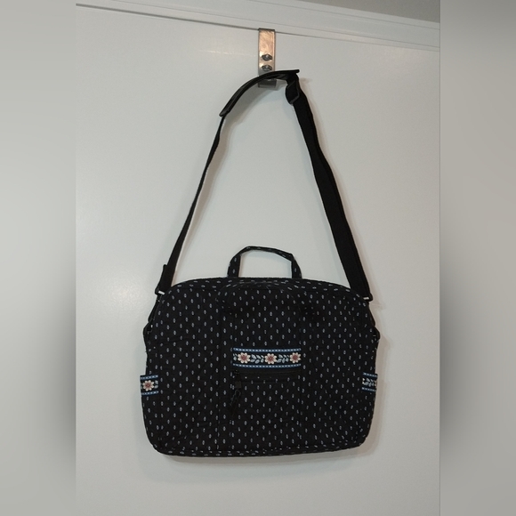 NWT Vera Bradley Retired Alpine Black Metro Laptop Messenger Travel Shoulder Bag - Picture 2 of 16